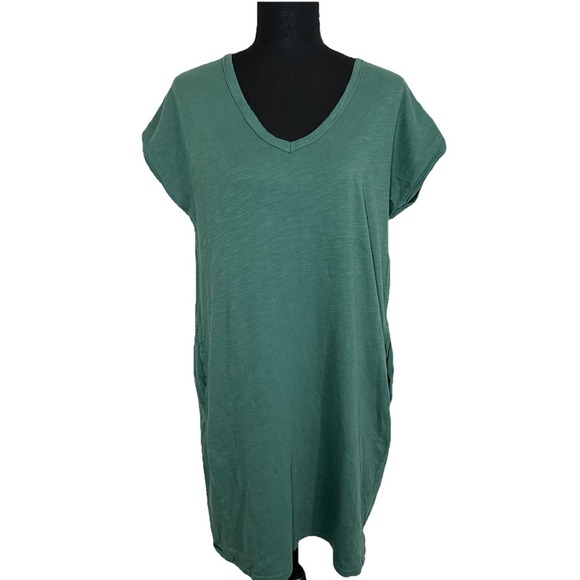 Pact Dresses & Skirts - PACT Women's MEDIUM Green Organic Cotton Short Sleeve T-Shirt Dress Minimalist